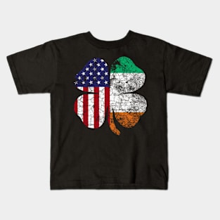 Irish American Flag Ireland Flag St Patricks Clover Kids T-Shirt